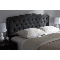 Baxton Studio BBT6625-Dark Grey-Queen HB-H1217-20 Lucy Modern and Contemporary Dark Grey Fabric Queen Size Headboard